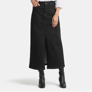 NWT NYDJ High Rise Denim Maxi Skirt with Front Slit in Eternity Black Size 2